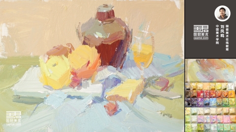 色稿_罐子、盘子、水果、玻璃杯、面包